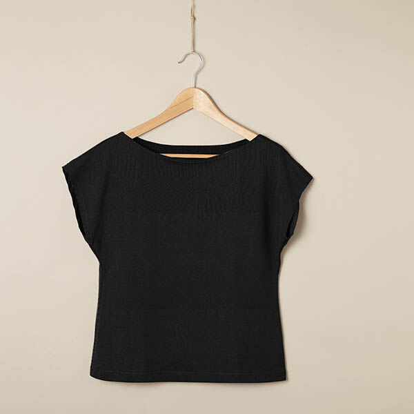 Jersey Baumwoll-Leinen-Mix uni – schwarz