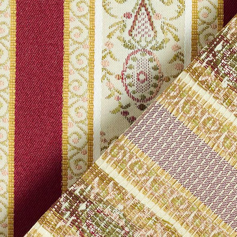 Möbelstoff Jacquard Biedermeier Streifen – creme/rot,  image number 3