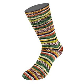 LANDLUST Sockenwolle „Bunte Bänder“, 100g | Lana Grossa – dunkelgrün/natur, 