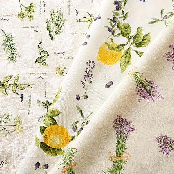 Dekostoff Canvas Lavendel – natur/lavendel | Reststück 100cm