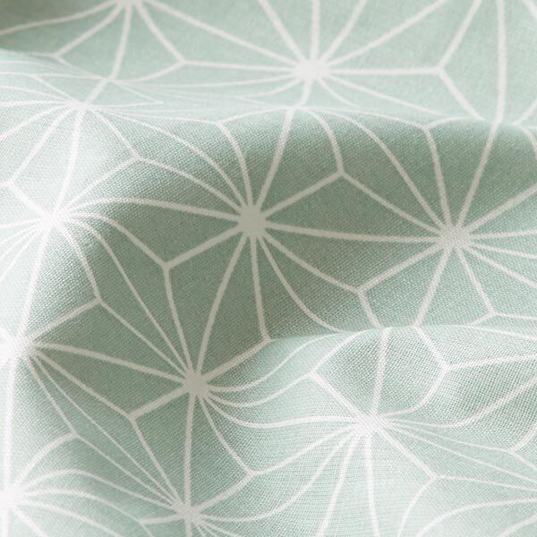 Baumwollstoff Cretonne Japanische Sterne Asanoha – mintgrün