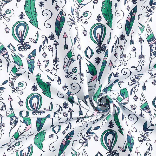 Baumwolljersey Bohemian Drawings – weiss | Reststück 100cm