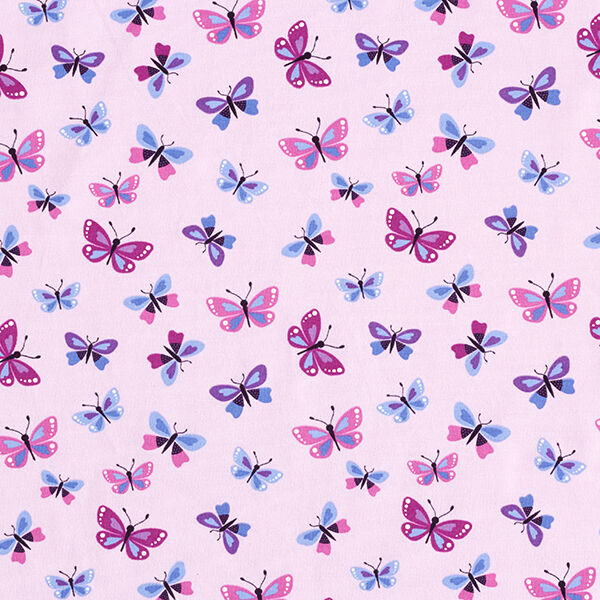 Baumwolljersey Schmetterlinge – pastellflieder | Reststück 110cm