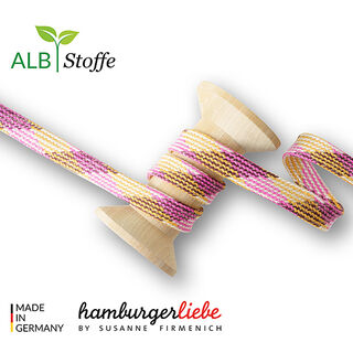 GOTS Bio Flechtkordel TWIST ME Plaid [24 mm] | Albstoffe – gelb/rosa, 