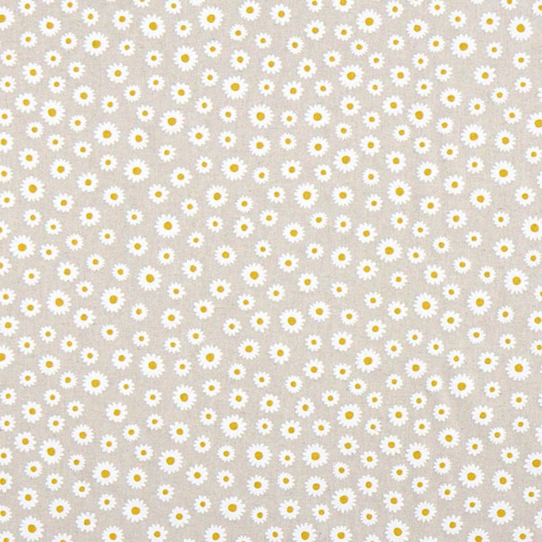 Dekostoff Halbpanama kleine Gänseblümchen – natur/weiss,  image number 1