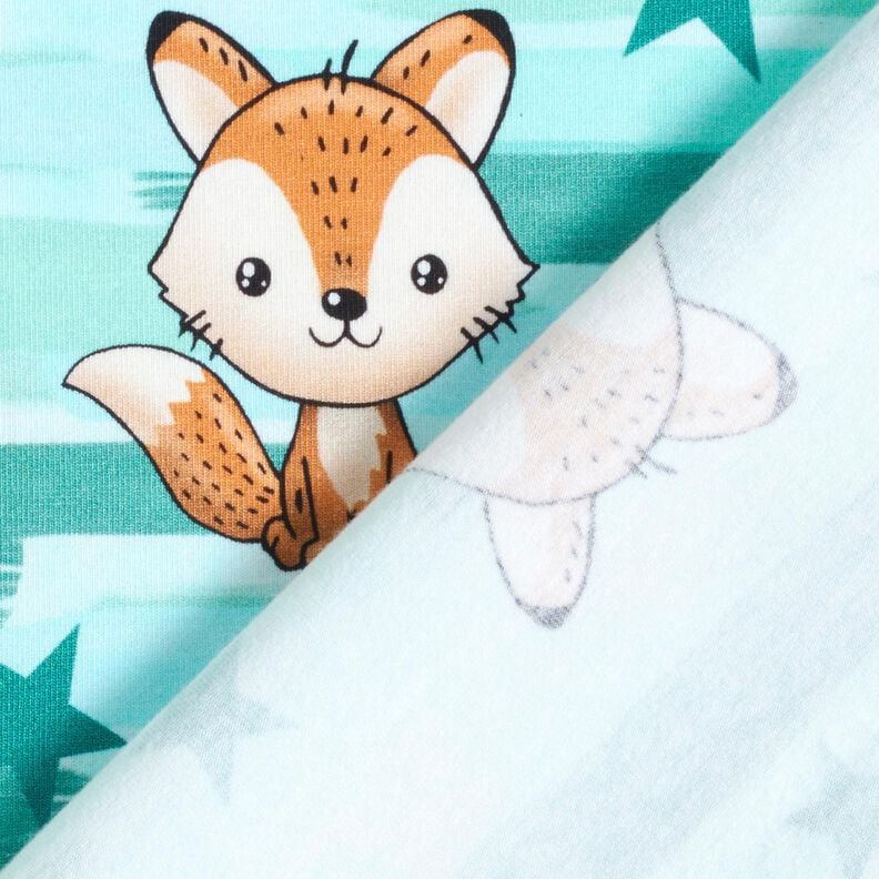 Baumwolljersey Fuchs mit Streifen | Glitzerpüppi – aquablau/pfirsichorange, image number 4