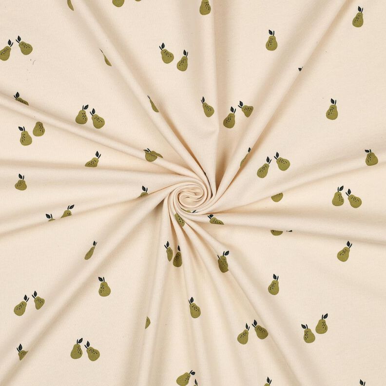 GOTS Baumwolljersey Birnen | Poppy Fabrics – hellbeige/helloliv, image number 3