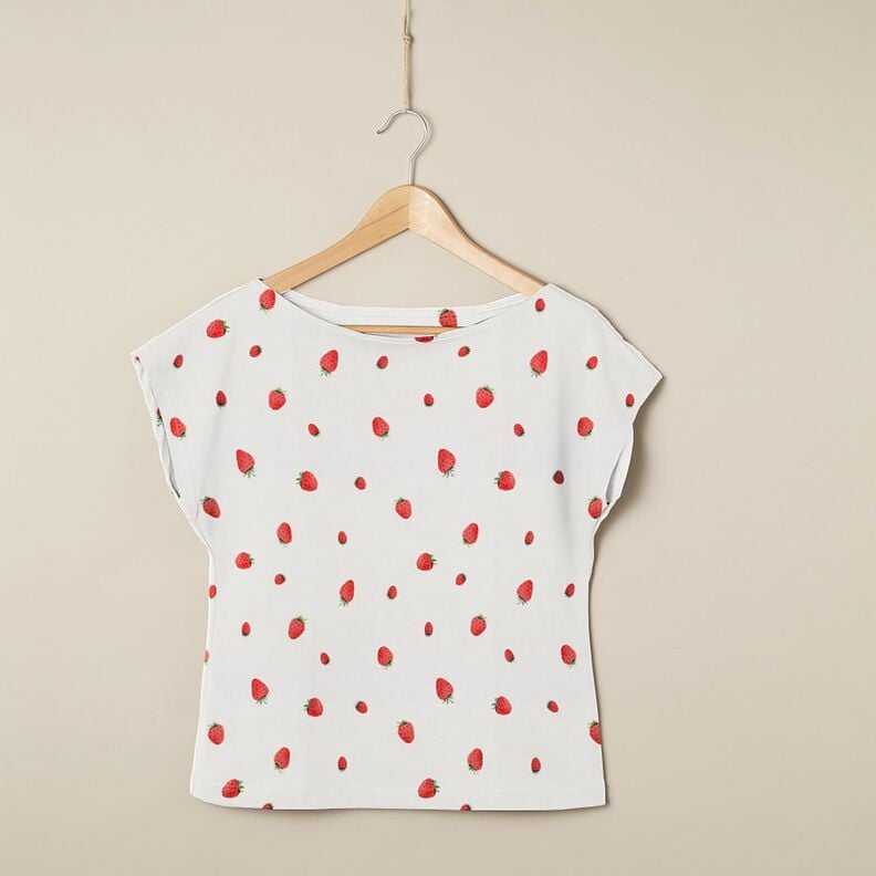 GOTS Baumwolljersey Aquarell Erdbeeren Digitaldruck – elfenbein, image number 5