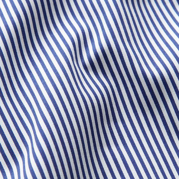 Baumwoll-Stretch schmale Streifen – marineblau/weiss | Reststück 100cm