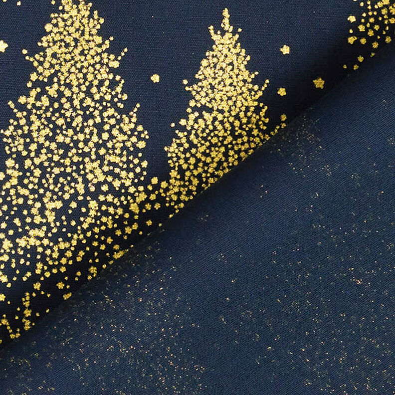 Baumwollstoff Popeline Tannenbäume Goldstaub – nachtblau/gold, image number 4