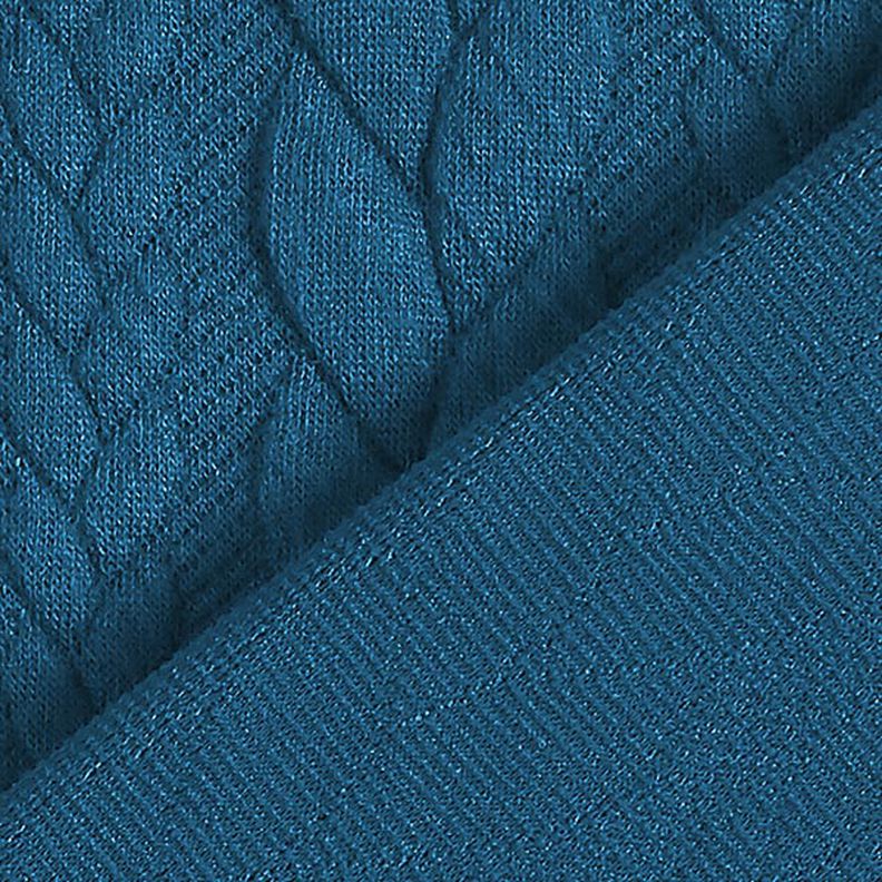 Jerseyjacquard Cloqué Zopfmuster – petrol,  image number 4