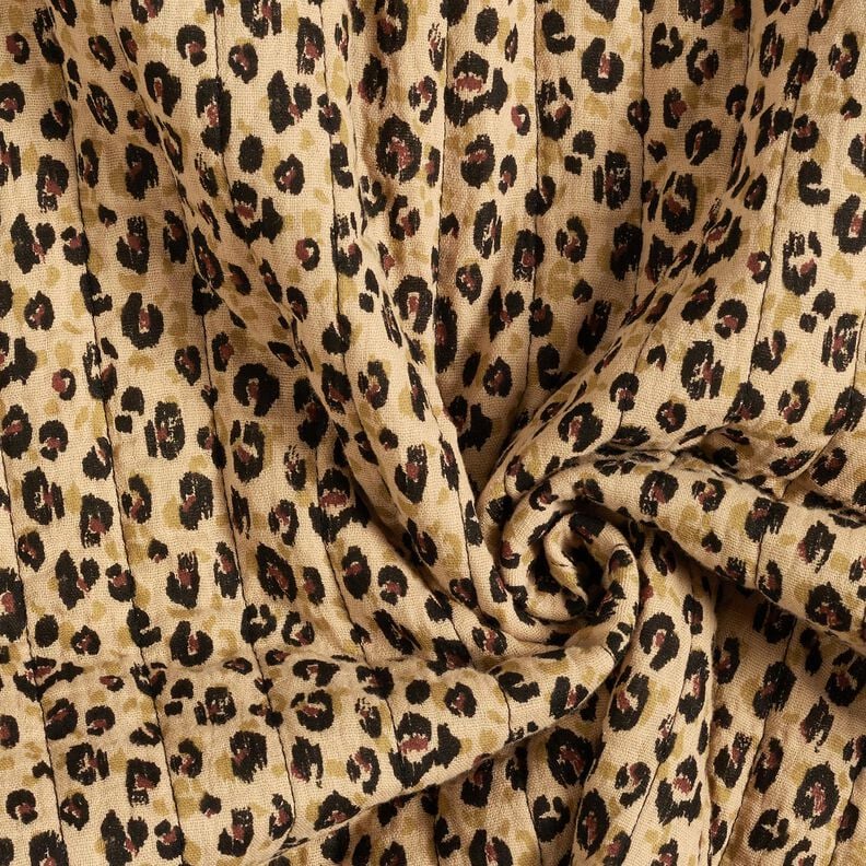 Musselin Steppstoff Leo Print – beige/schwarz, image number 4
