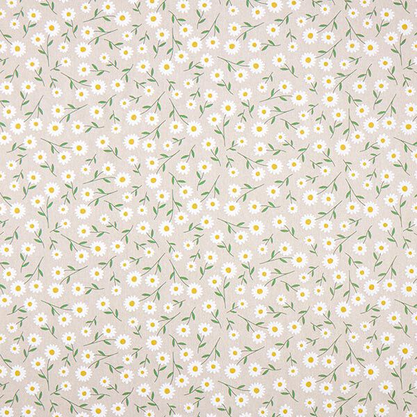 Dekostoff Halbpanama Gänseblümchen – natur/weiss,  image number 1