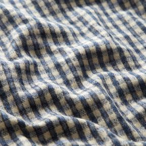 Mantelstoff Woll-Mix kleines Karo – beige/blau, 
