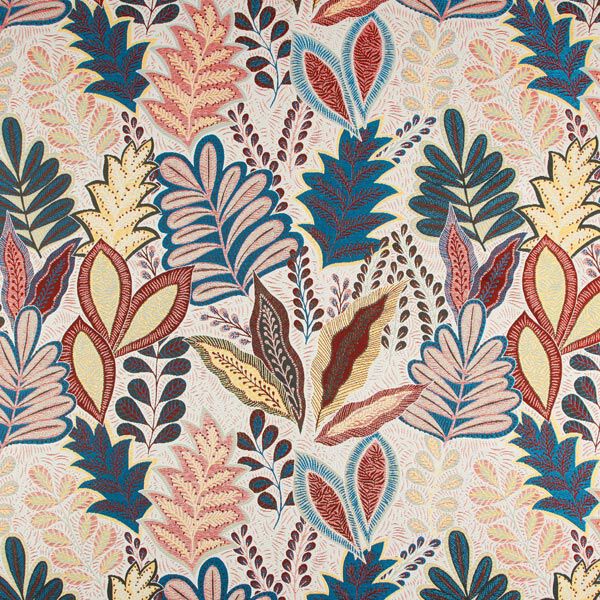Dekostoff Jacquard tropische Blätter | Reststück 50cm