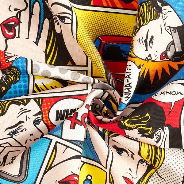 Dekostoff Halbpanama Comic Pop-Art – weiss | Reststück 100cm