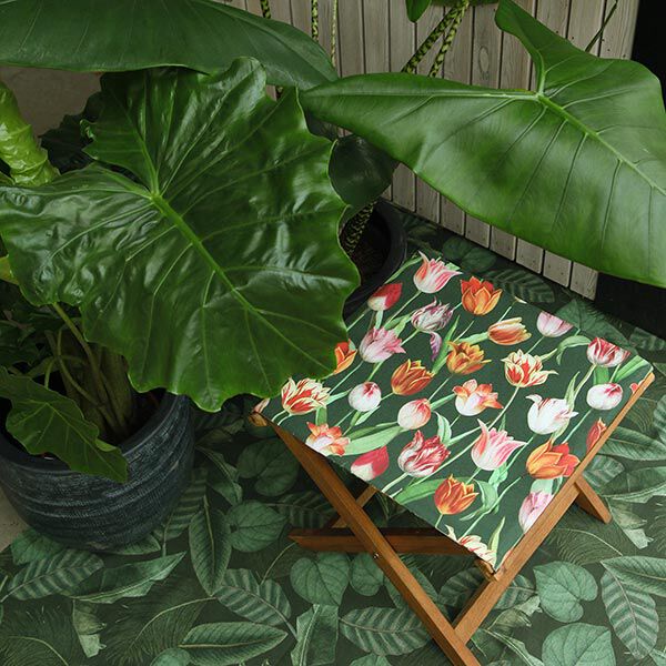 Outdoorstoff Canvas Palmenblätter – dunkelgrün | Reststück 100cm
