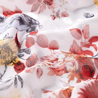 Chiffon mit Effekt und Blumendruck – weiss, 