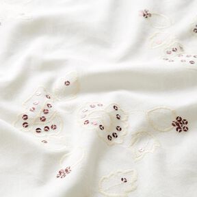 Feincord Stickerei und Pailletten Blumen – creme, 