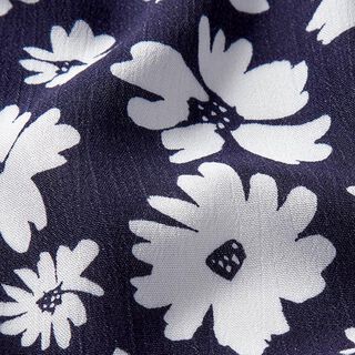 Viskosekrepp Blumen – marineblau/weiss, 
