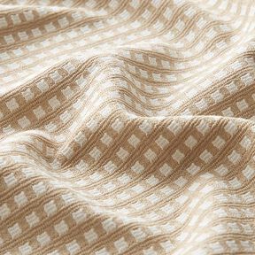 Jacquard Jersey Viskose-Mix Kästchen – beige/weiss, 