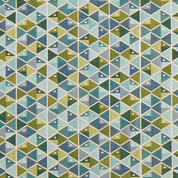 Dekostoff Gobelin geometrische Fische – blau/grün | Reststück 100cm