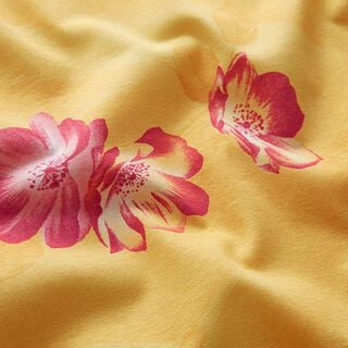 Baumwolljersey große Blumen – gelb, 