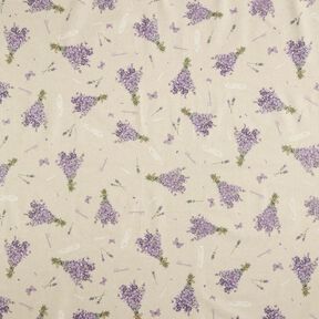 Beschichtete Baumwolle Lavendel-Strauß – natur/lavendel, 