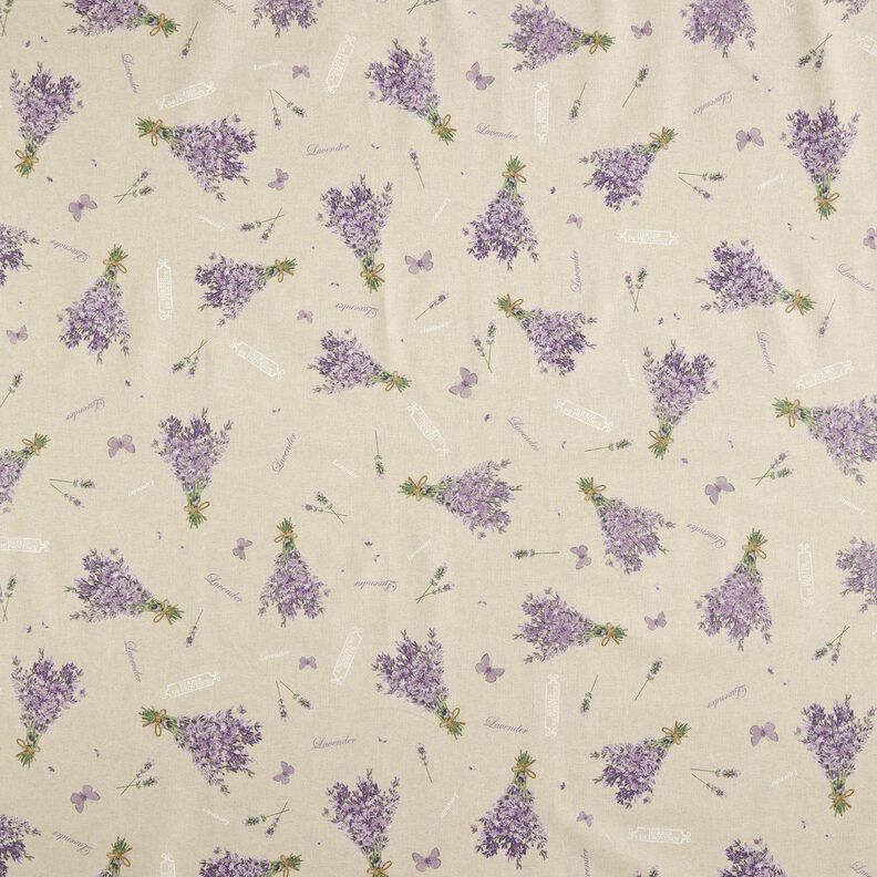 Beschichtete Baumwolle Lavendel-Strauß – natur/lavendel,  image number 1
