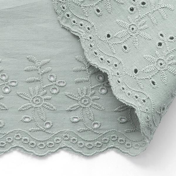 Feston Spitzenband Blumen [ 9 cm ] – oliv,  image number 2