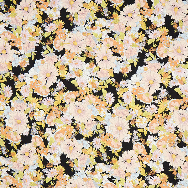 Viskosestoff Expressive Blumen – schwarz,  image number 1