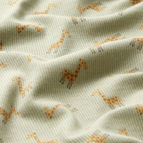 Rippenjersey süße Giraffen – khaki, 