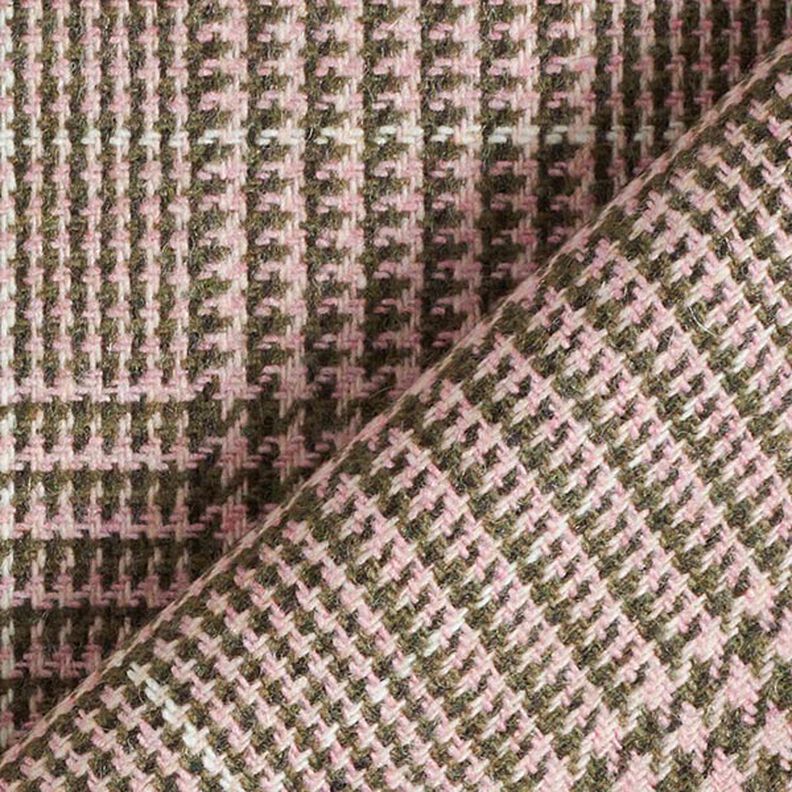 Wollstoff Glencheck – rosa/khaki,  image number 5