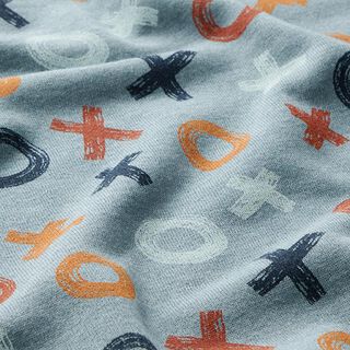 Sweatshirt angeraut Tic-Tac-Toe – stahlblau, 