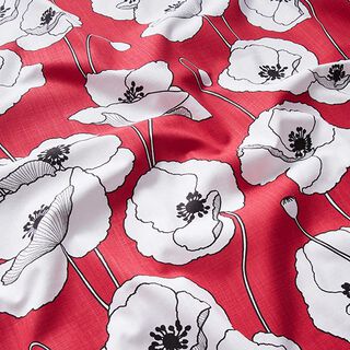 Dekostoff Panama Mohn – karminrot/weiss, 