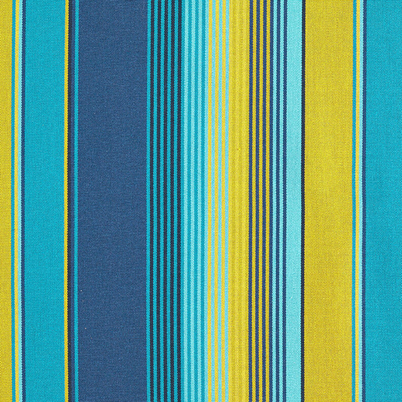 Outdoorstoff Canvas Streifen – blau/senf,  image number 1