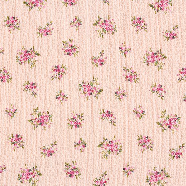 Gekreppter Chiffon kleine Blumensträuße – rosé | Reststück 100cm