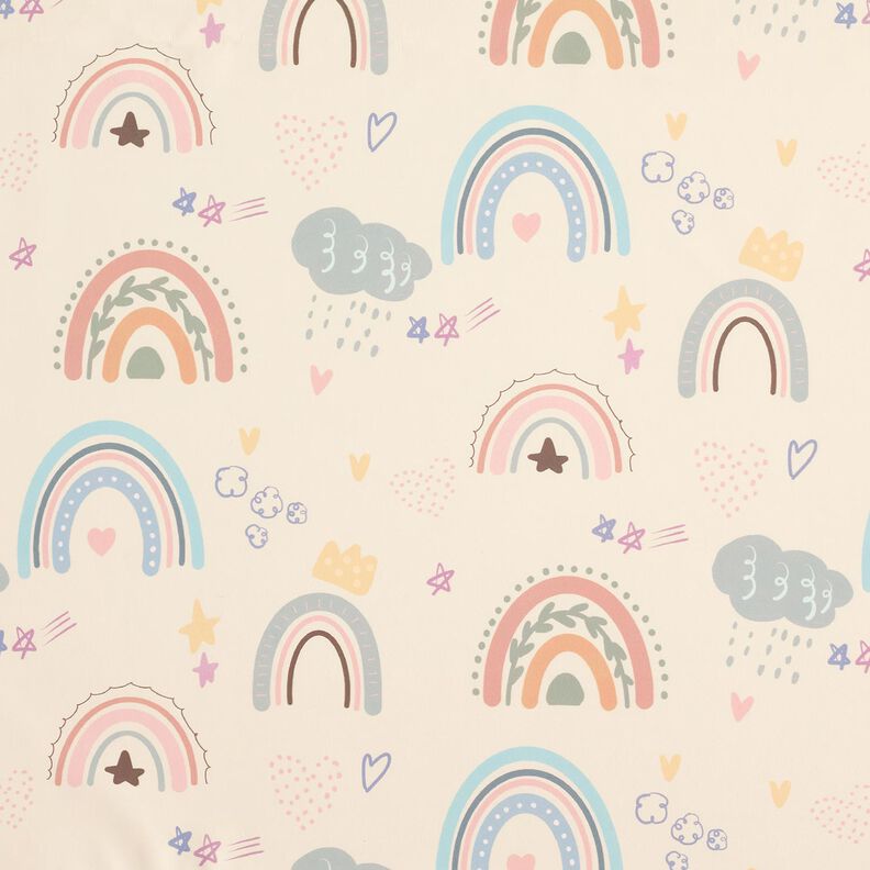 Regenjackenstoff bunte Regenbögen Digitaldruck – creme,  image number 1