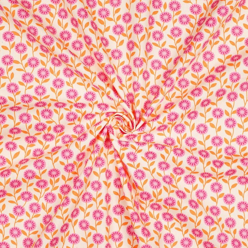 Baumwollpopeline Sommerblümchen | Poppy Fabrics – rosa/creme,  image number 3