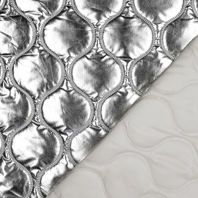 Steppstoff Schlangenlinien – silber metallic, image number 4