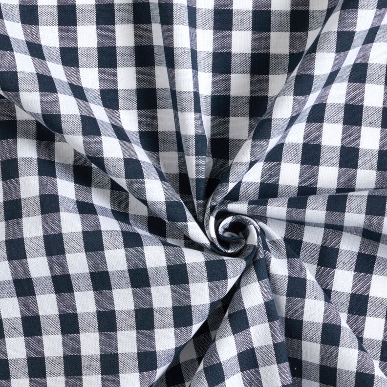 Baumwollstoff Vichykaro 1 cm – schwarzblau/weiss,  image number 3
