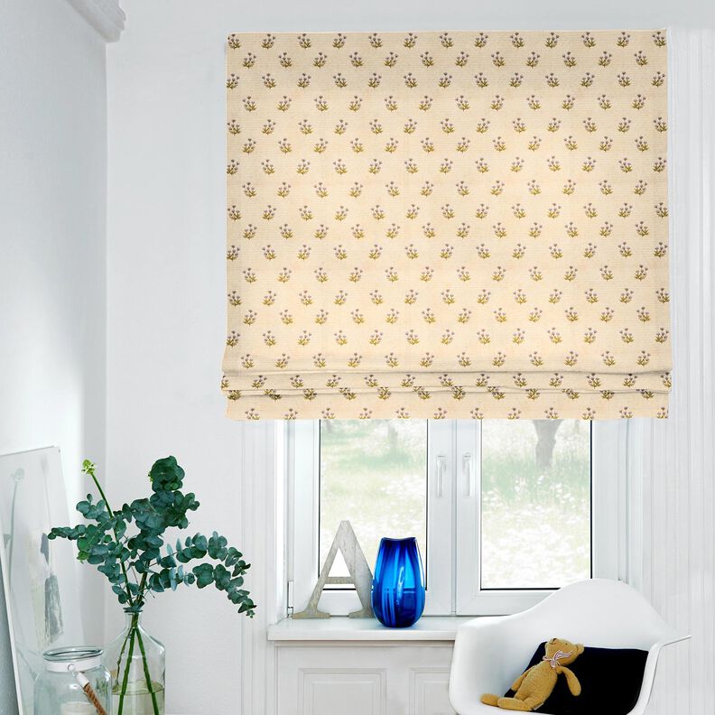Dekostoff Baumwollköper Blumen und Schrift – beige,  image number 6
