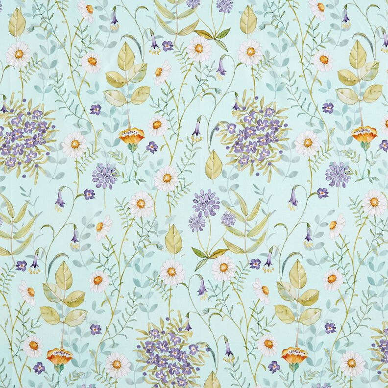 Baumwollstoff Popeline Wildblumen – hellmint/lavendel,  image number 1