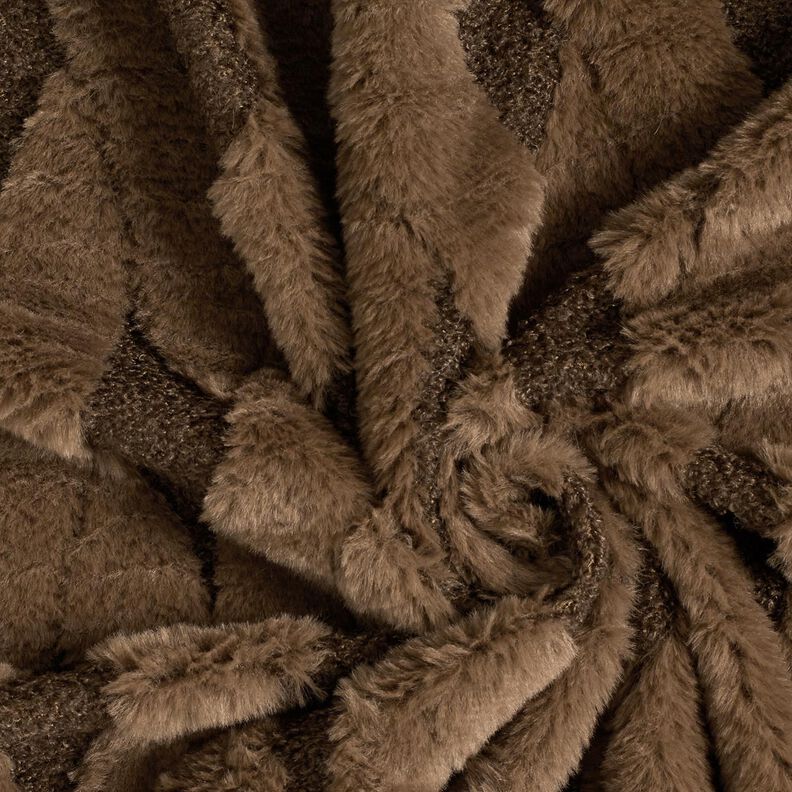 Kunstfell Bouclé Stoff Rauten – dunkelbraun,  image number 3