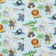 Baumwolljersey Tiere machen Urlaub – babyblau,  thumbnail number 1
