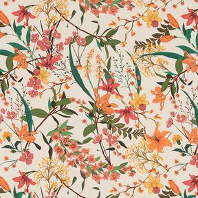 Dekostoff Halbpanama floral – apricot/natur, 