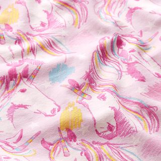 Baumwolljersey Skribbel-Einhorn – rosa, 