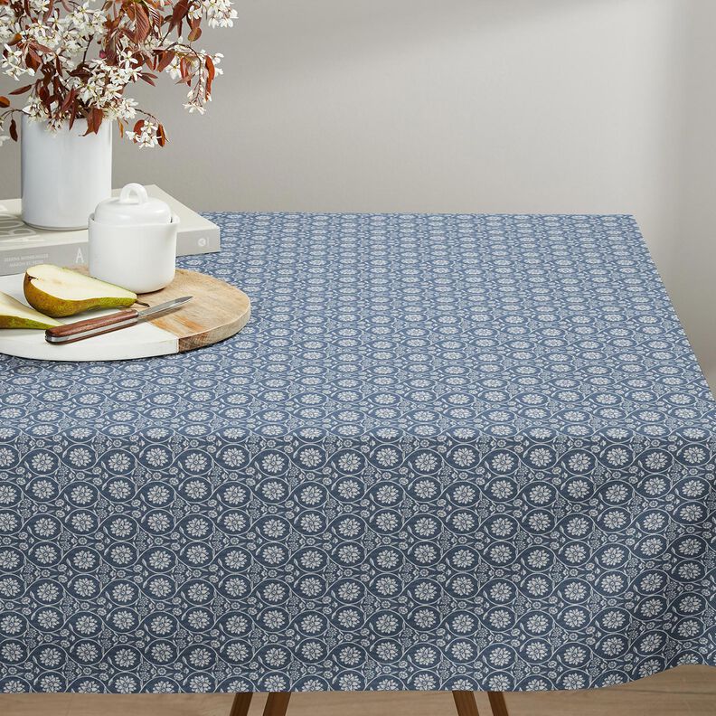 Baumwollstoff Cretonne Blumen und Ranken – blaugrau/weiss,  image number 8