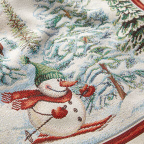 Dekopanel Gobelin Schneemann – karminrot/hellbeige, 