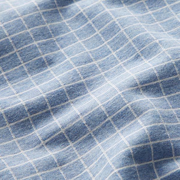 Baumwolljersey Karomuster – stahlblau | Reststück 50cm